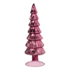 Xenos Kleine Kerstbomen|Kerstfiguren-Kerstboom beeldje klein - rood - ø8x24.5 cm
