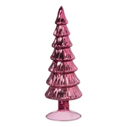 Xenos Kleine Kerstbomen|Kerstfiguren-Kerstboom beeldje klein - rood - ø8x24.5 cm
