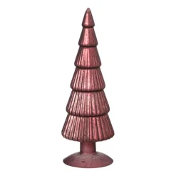 Xenos Kleine Kerstbomen|Kerstfiguren-Kerstboom beeldje klein - donkerrood - ø8x24.5 cm