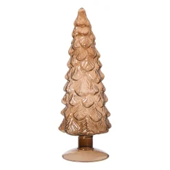 Xenos Kleine Kerstbomen|Kerstfiguren-Kerstboom beeldje klein - bruin - ø8x24.5 cm