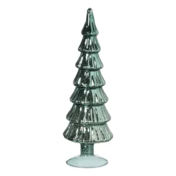 Xenos Kleine Kerstbomen|Kerstfiguren-Kerstboom beeldje shiny groot - groen - ø8x30 cm