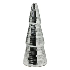 Xenos Kleine Kerstbomen-Kerstboom disco L - zilverkleurig - ø11x29 cm