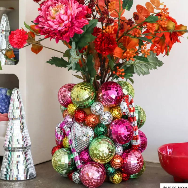 Xenos Kleine Kerstbomen-Kerstboom disco L - zilverkleurig - ø11x29 cm