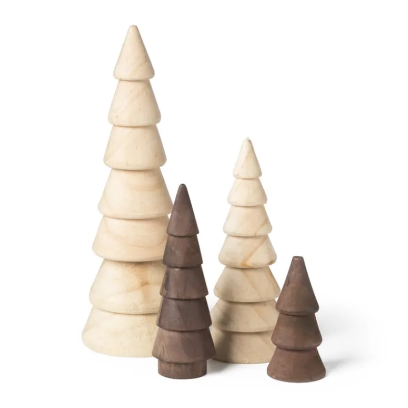 Xenos Kleine Kerstbomen-Kerstboom hout - bruin - ø5.3x15.5 cm