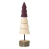 Xenos Kerstcadeaus|Kerstfiguren-Kerstboom hout - bruin/bordeauxrood - ø6x24 cm