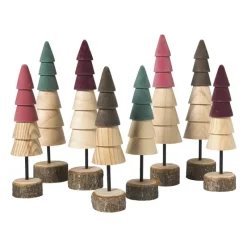 Xenos Kerstcadeaus|Kerstfiguren-Kerstboom hout - bruin/bordeauxrood - ø6x24 cm