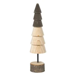 Xenos Kerstcadeaus|Kerstfiguren-Kerstboom hout - bruin/donkerbruin - ø6x24 cm