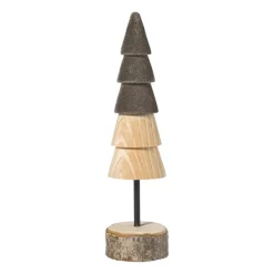 Xenos Kerstfiguren-Kerstboom hout - bruin/donkerbruin - ø5x19 cm