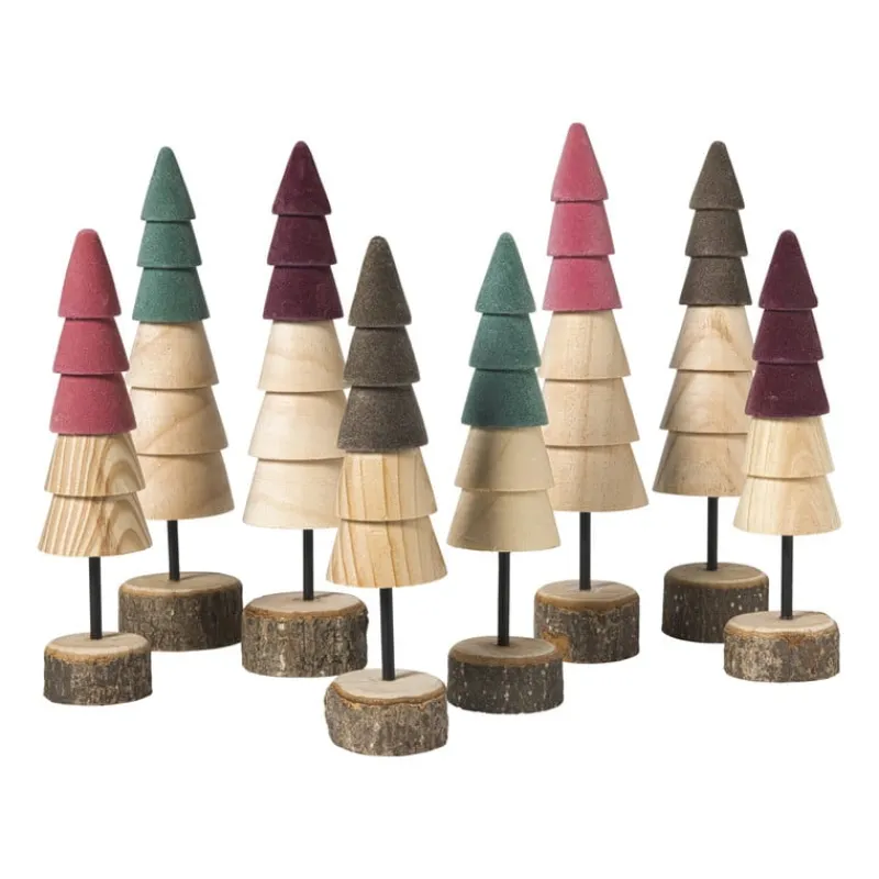 Xenos Kerstfiguren-Kerstboom hout - bruin/groen - ø5x19 cm