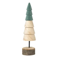 Xenos Kerstfiguren-Kerstboom hout - bruin/groen - ø6x24 cm