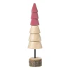 Xenos Kerstfiguren-Kerstboom hout - bruin/roze - ø6x24 cm