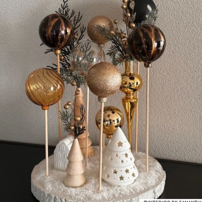 Xenos Kleine Kerstbomen-Kerstboom hout - naturel - ø7.7x17.5