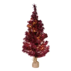 Xenos Kleine Kerstbomen-Kerstboom LED - rood - 90 cm