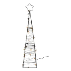 Xenos Kerstverlichting-Kerstboom met LED lampjes - zwart/goudkleurig - 60 cm