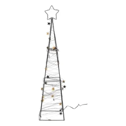 Xenos Kerstverlichting-Kerstboom met LED lampjes - zwart/goudkleurig - 60 cm