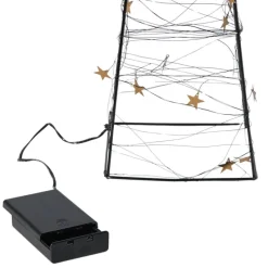 Xenos Kerstverlichting-Kerstboom met LED lampjes - zwart/goudkleurig - 60 cm