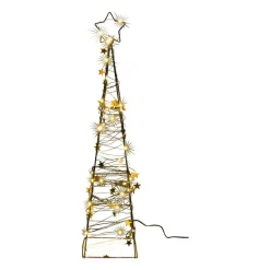 Xenos Kerstverlichting-Kerstboom met LED lampjes - zwart/goudkleurig - 60 cm