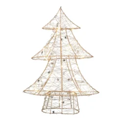 Xenos Kerstverlichting|Kleine Kerstbomen-Kerstboom met LED lampjes - goudkleurig - 40 cm