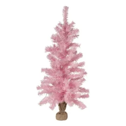 Xenos Kleine Kerstbomen-Kerstboom roze - LED - 90 cm