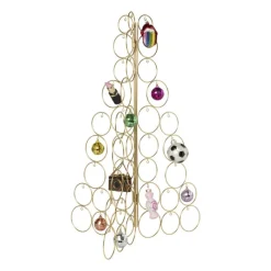 Xenos Kleine Kerstbomen-Kerstboom standaard - goudkleurig - 69x48x30 cm