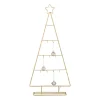 Xenos Kerstverlichting|Kleine Kerstbomen-Kerstboom standaard met LED licht - goud - 77 cm