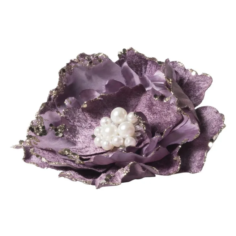 Xenos Kersthangers|Kerstballen-Kerstclip bloem - lila - 13x13 cm