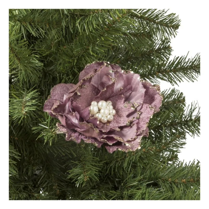 Xenos Kersthangers|Kerstballen-Kerstclip bloem - lila - 13x13 cm