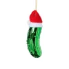 Xenos Kersthangers|Kerstballen-Kersthanger augurk met kerstmuts - groen - 11x3.5x3.2 cm