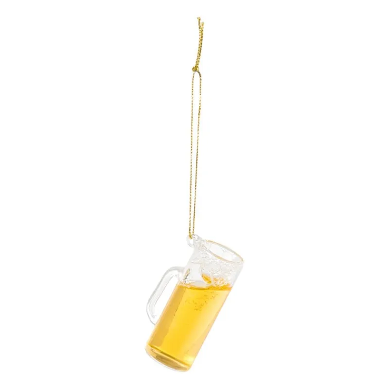 Xenos Kersthangers|Kerstballen-Kersthanger bierpul - geel - 7.5x5.5x4 cm