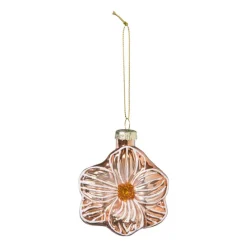 Xenos Kersthangers|Kerstballen-Kersthanger bloem - lichtbruin - 10.5x9.5x4 cm