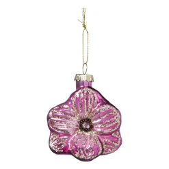 Xenos Kersthangers|Kerstballen-Kersthanger bloem - roze - 7.8x6.8x3 cm