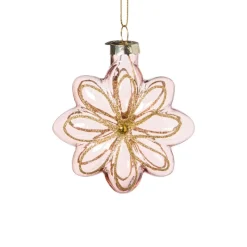 Xenos Kersthangers|Kerstballen-Kersthanger bloem - roze - 8.5x8x3.4 cm