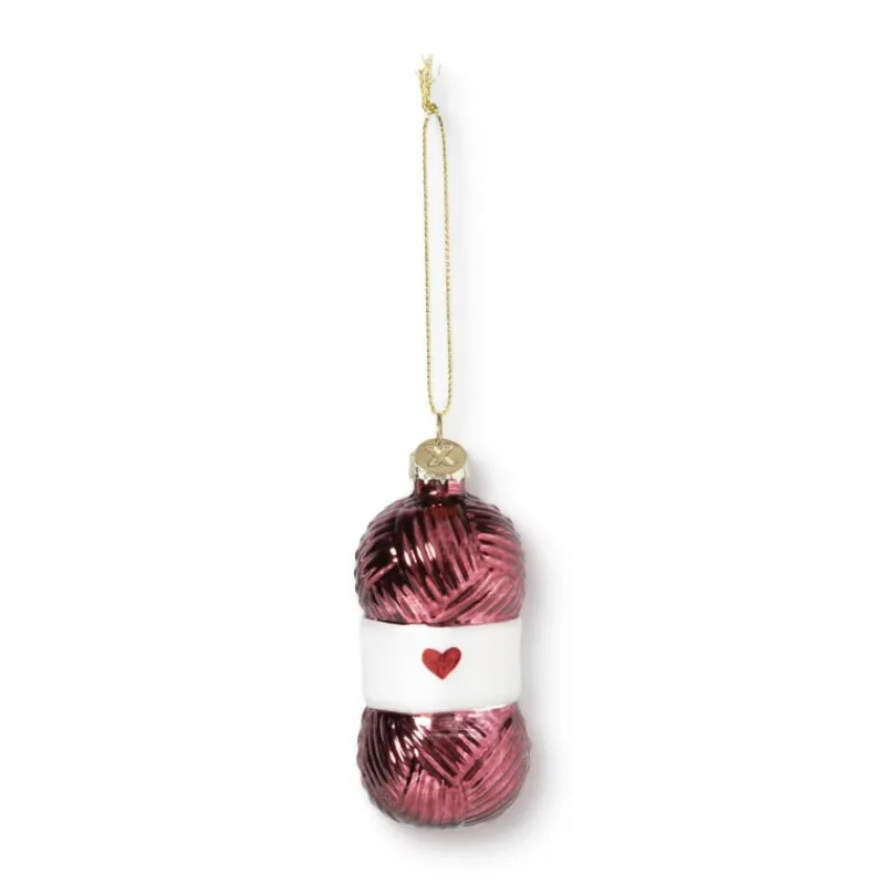Xenos Kersthangers|Kerstballen-Kersthanger bolletje wol - paars - ø4x8.9 cm