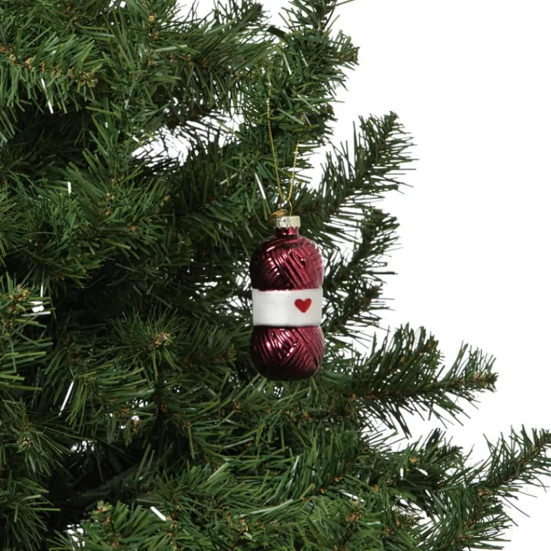Xenos Kersthangers|Kerstballen-Kersthanger bolletje wol - paars - ø4x8.9 cm
