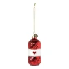 Xenos Kersthangers|Kerstballen-Kersthanger bolletje wol - rood - ø4x8.9 cm