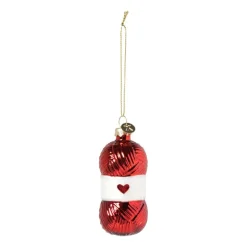 Xenos Kersthangers|Kerstballen-Kersthanger bolletje wol - rood - ø4x8.9 cm