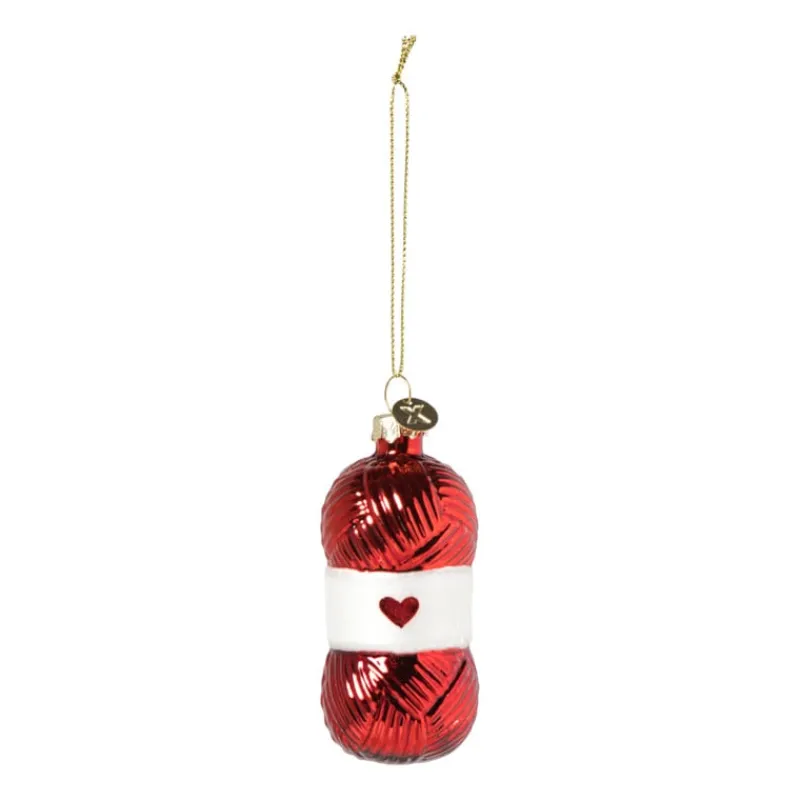 Xenos Kersthangers|Kerstballen-Kersthanger bolletje wol - rood - ø4x8.9 cm