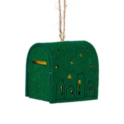 Xenos Kerstverlichting|Kersthangers-Kersthanger brievenbus - groen - 6.5x6x4.5 cm