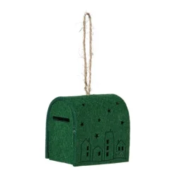 Xenos Kerstverlichting|Kersthangers-Kersthanger brievenbus - groen - 6.5x6x4.5 cm