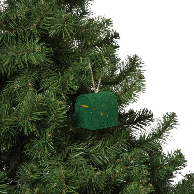 Xenos Kerstverlichting|Kersthangers-Kersthanger brievenbus - groen - 6.5x6x4.5 cm