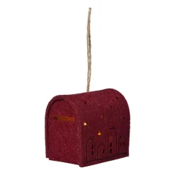Xenos Kerstverlichting|Kersthangers-Kersthanger brievenbus - roze - 6.5x6x4.5 cm