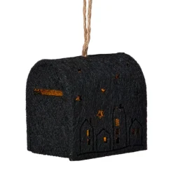 Xenos Kerstverlichting|Kersthangers-Kersthanger brievenbus - zwart - 6.5x6x4.5 cm