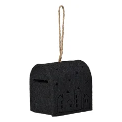 Xenos Kerstverlichting|Kersthangers-Kersthanger brievenbus - zwart - 6.5x6x4.5 cm