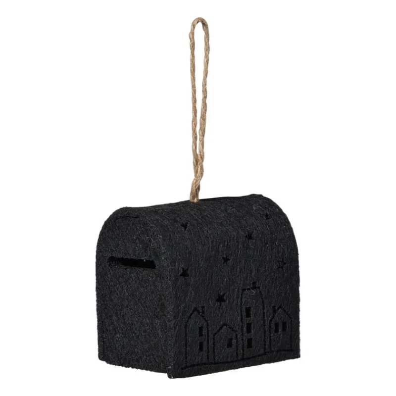 Xenos Kerstverlichting|Kersthangers-Kersthanger brievenbus - zwart - 6.5x6x4.5 cm