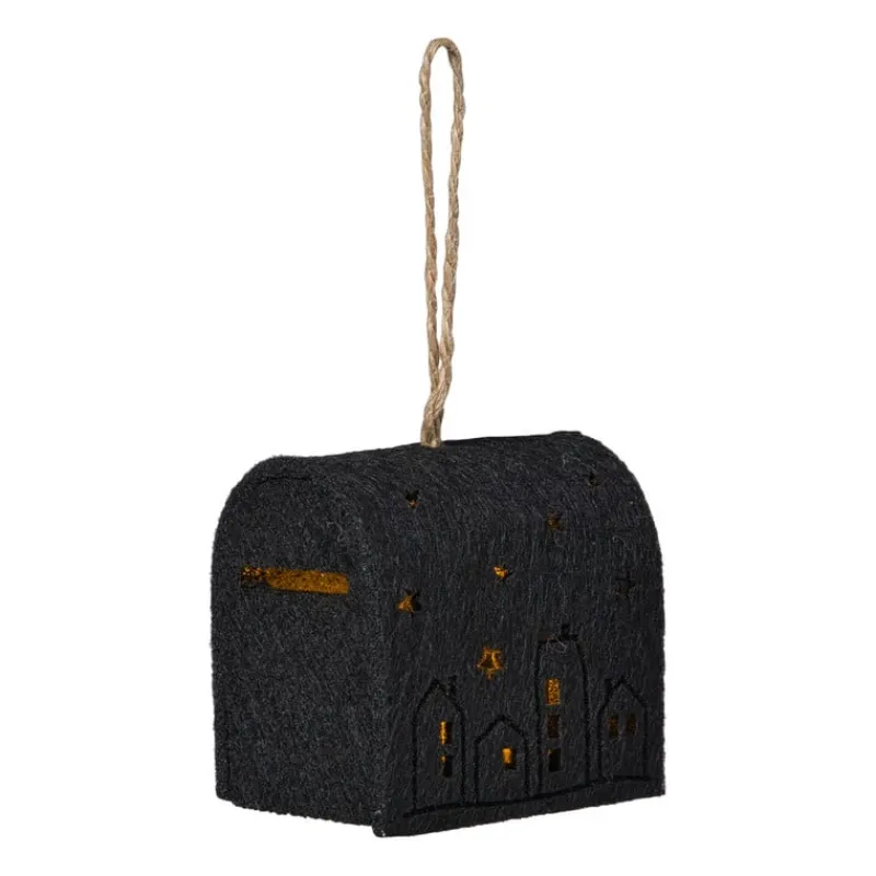 Xenos Kerstverlichting|Kersthangers-Kersthanger brievenbus - zwart - 6.5x6x4.5 cm