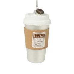 Xenos Kerstcadeaus|Kersthangers-Kersthanger coffee to go - glas - ø5x10 cm