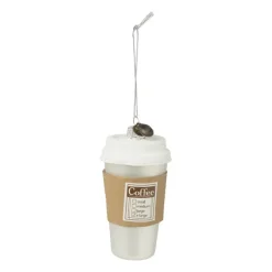 Xenos Kerstcadeaus|Kersthangers-Kersthanger coffee to go - glas - ø5x10 cm
