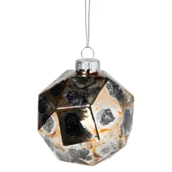 Xenos Kersthangers|Kerstballen-Kersthanger diamant - zwart/goudkleurig - ø8 cm