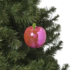 Xenos Kersthangers|Kerstballen-Kersthanger disco appel - paars - 9.5x7.8x7.8 cm