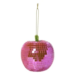 Xenos Kersthangers|Kerstballen-Kersthanger disco appel - paars - 9.5x7.8x7.8 cm